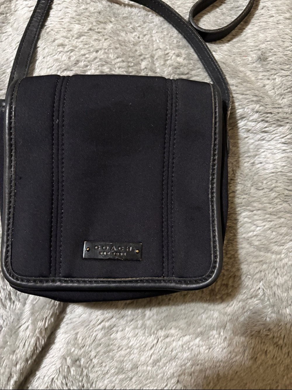 Coach Small Black Flap Crossbody with Logo Plaque vintage small coach bag